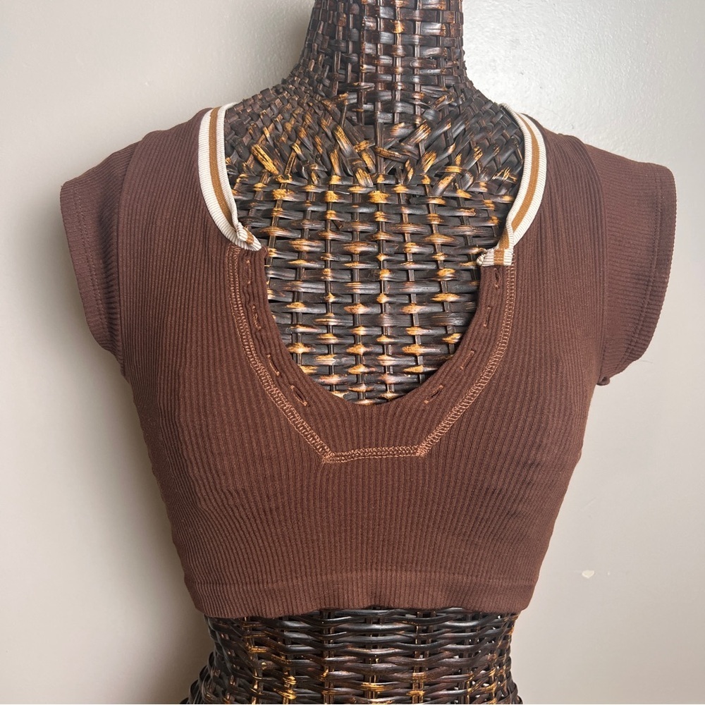 Urban Outfitters Out From Under Go For Gold Chocolate Brown Seamless Crop Top XS